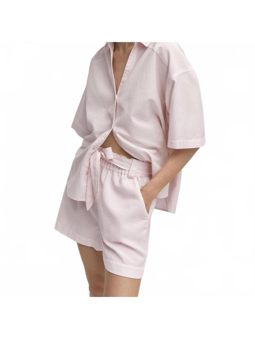 Mango Cotton Linen Shorts NWT Pastel Pink XS
